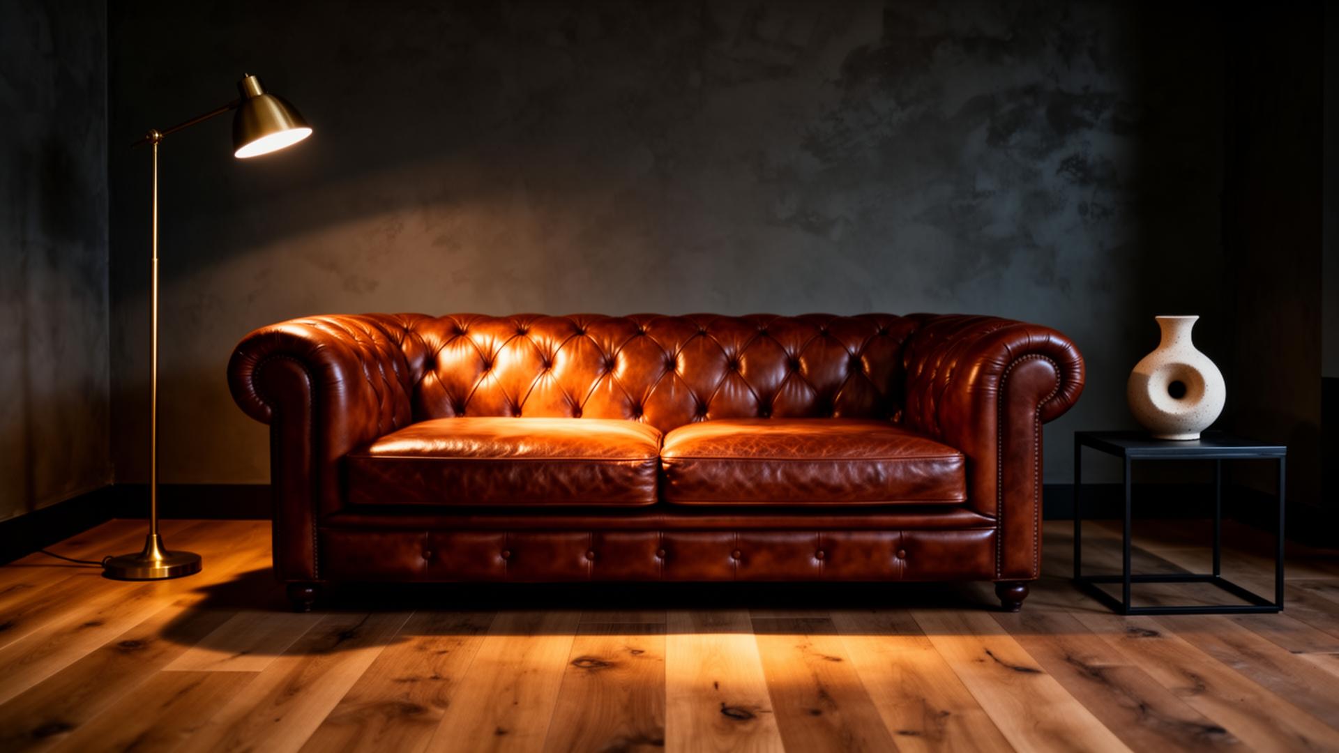 Leather seating reference image in a furnished room
