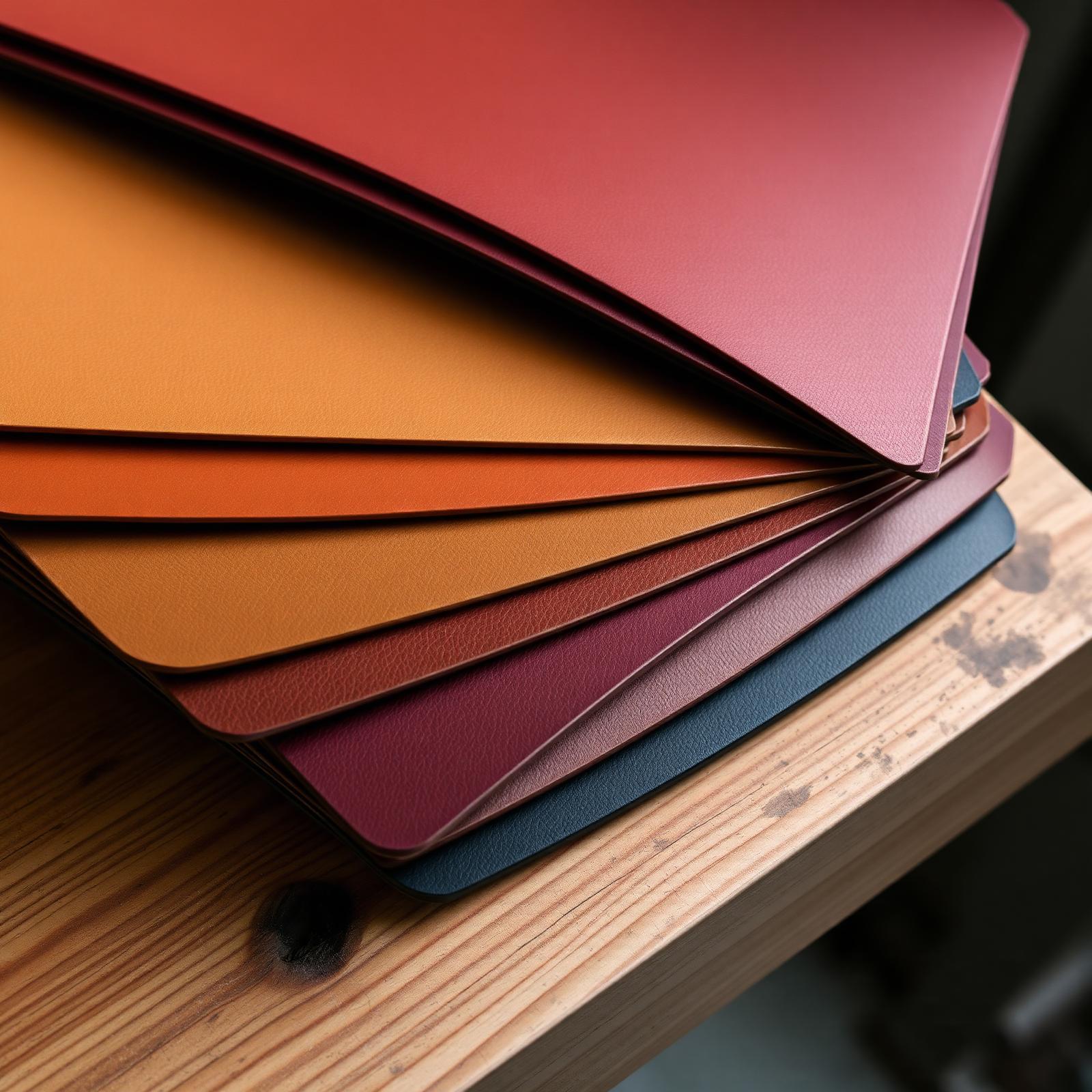 Leather swatches used as material references